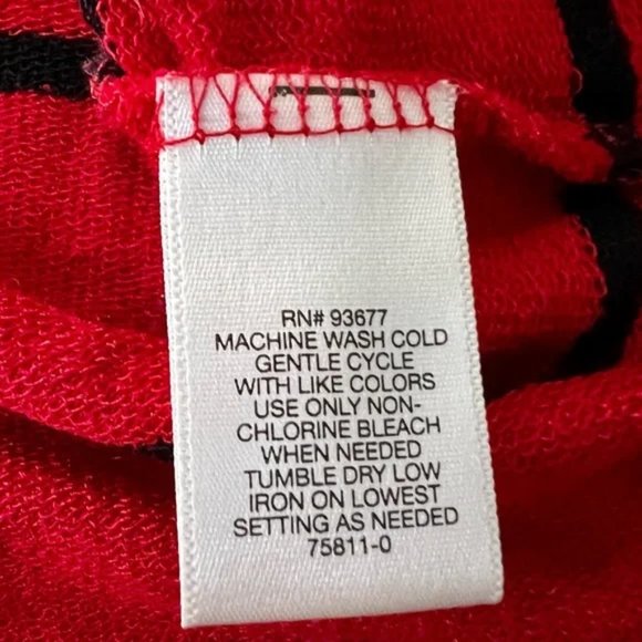 Liz Claiborne Weekend Scoop Neck Knit Long Sleeve Red With Black Stripes Stretch - Picture 5 of 6